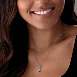 Beaverbrooks 9ct White Gold Diamond Sapphire Pendant
