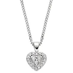 Beaverbrooks 9ct White Gold Diamond Heart Pendant