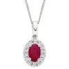 Beaverbrooks 18ct White Gold Diamond Ruby Halo Pendant