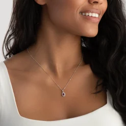 Beaverbrooks 18ct White Gold Diamond Ruby Halo Pendant