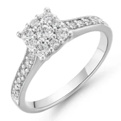 Beaverbrooks 9ct White Gold Diamond Cluster Engagement Ring