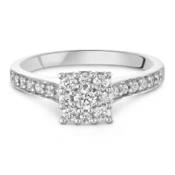 Beaverbrooks 9ct White Gold Diamond Cluster Engagement Ring