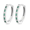Beaverbrooks 9ct White Gold Diamond Green Emerald Hoop Earrings