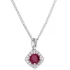 Beaverbrooks 9ct White Gold Diamond Ruby Pendant