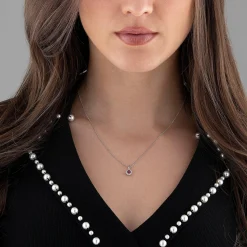 Beaverbrooks 9ct White Gold Diamond Ruby Pendant