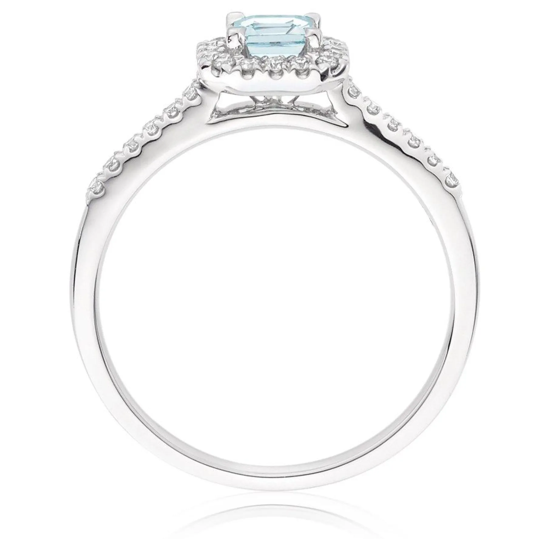 Beaverbrooks 18ct White Gold Diamond Aquamarine Halo Engagement Ring