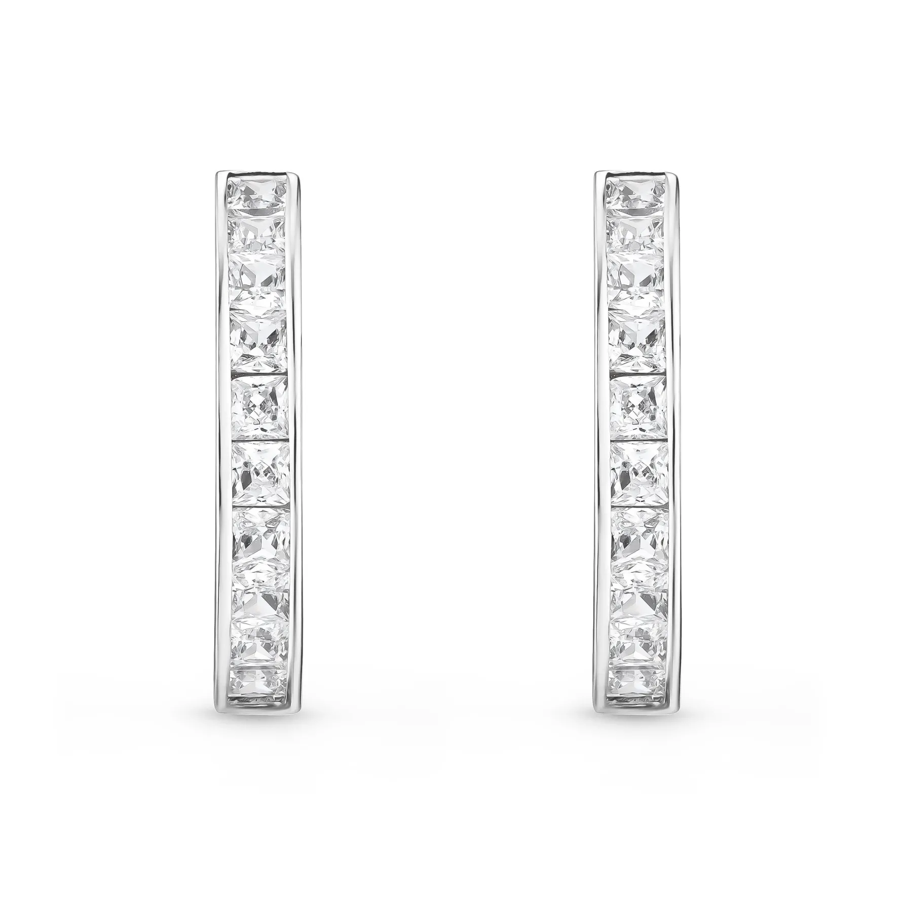 Beaverbrooks 9ct White Gold Cubic Zirconia Hoop Earrings