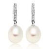 Beaverbrooks 9ct White Gold Cubic Zirconia Freshwater Cultured Pearl Drop Earrings