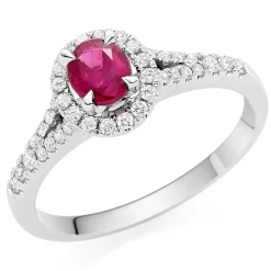 Beaverbrooks 18ct White Gold Diamond Ruby Halo Ring