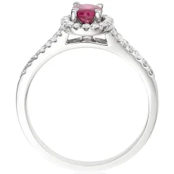 Beaverbrooks 18ct White Gold Diamond Ruby Halo Ring