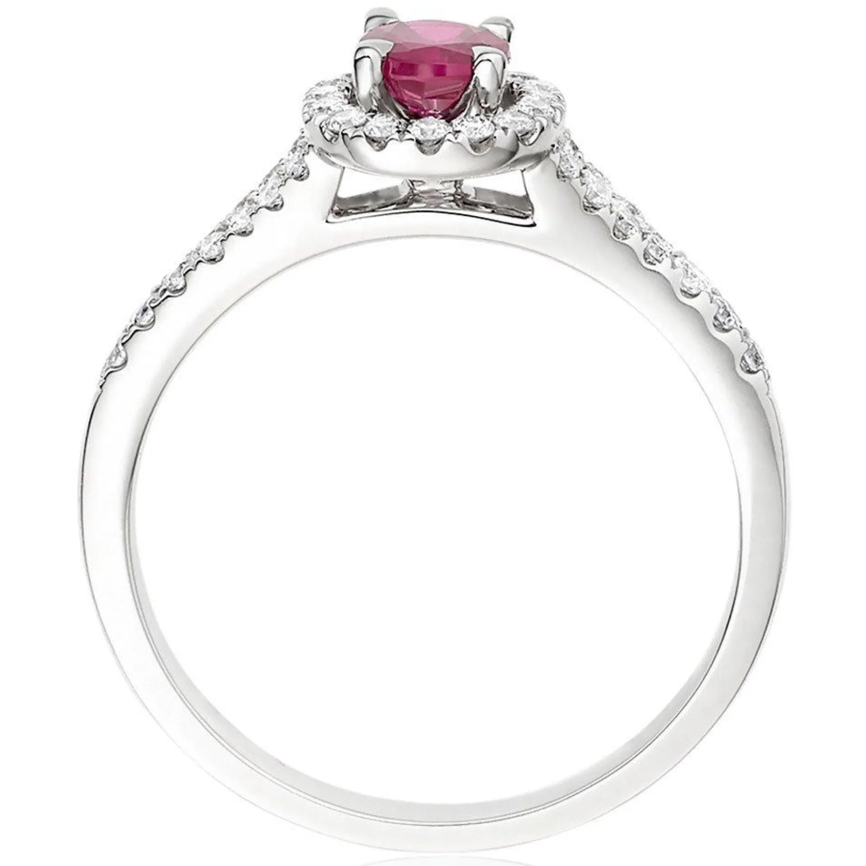 Beaverbrooks 18ct White Gold Diamond Ruby Halo Ring