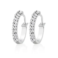 Beaverbrooks 9ct White Gold Crystal Hoop Earrings