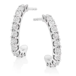Beaverbrooks 9ct White Gold Diamond Hoop Earrings