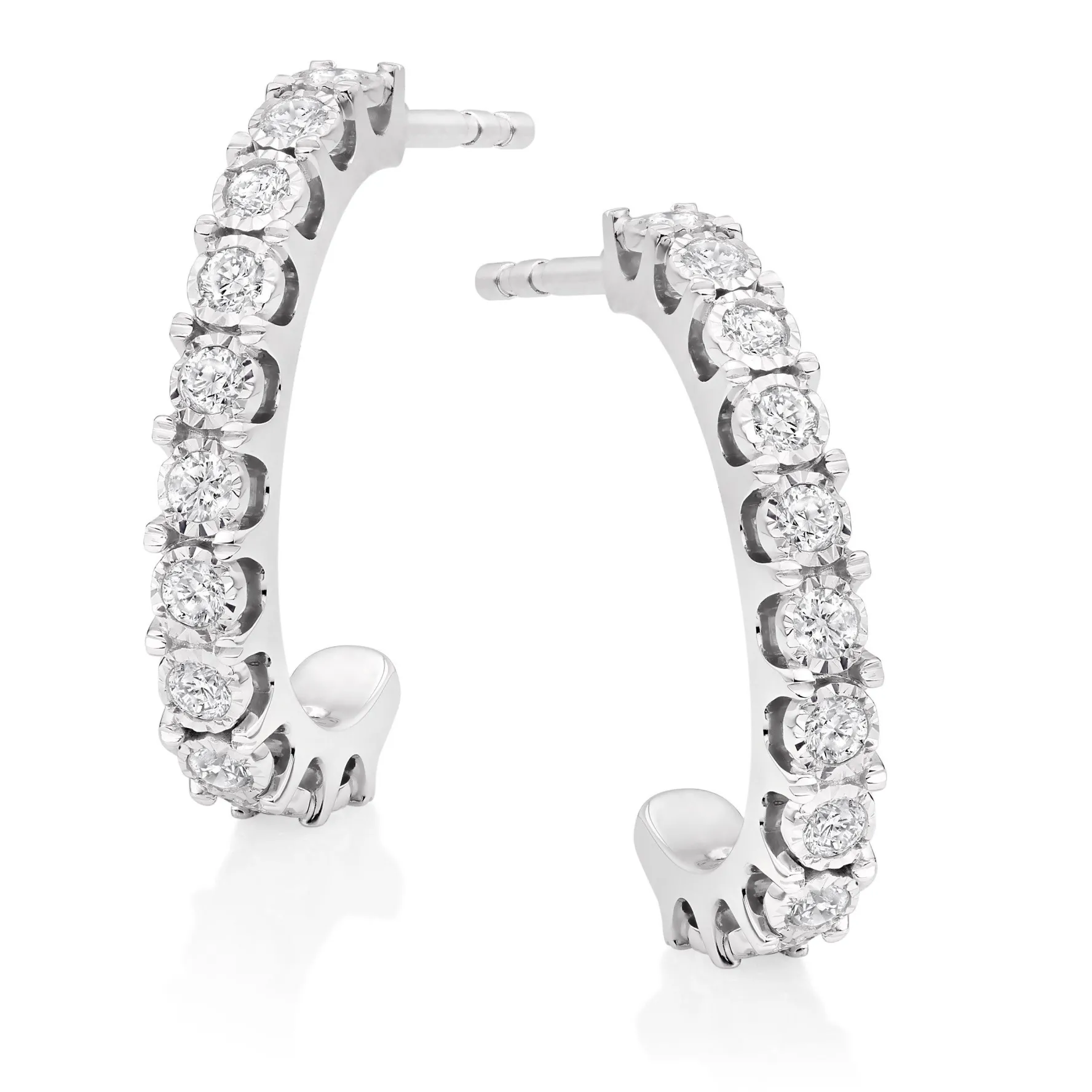 Beaverbrooks 9ct White Gold Diamond Hoop Earrings