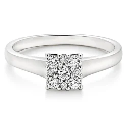 Beaverbrooks 9ct White Gold Diamond Cluster Engagement Ring
