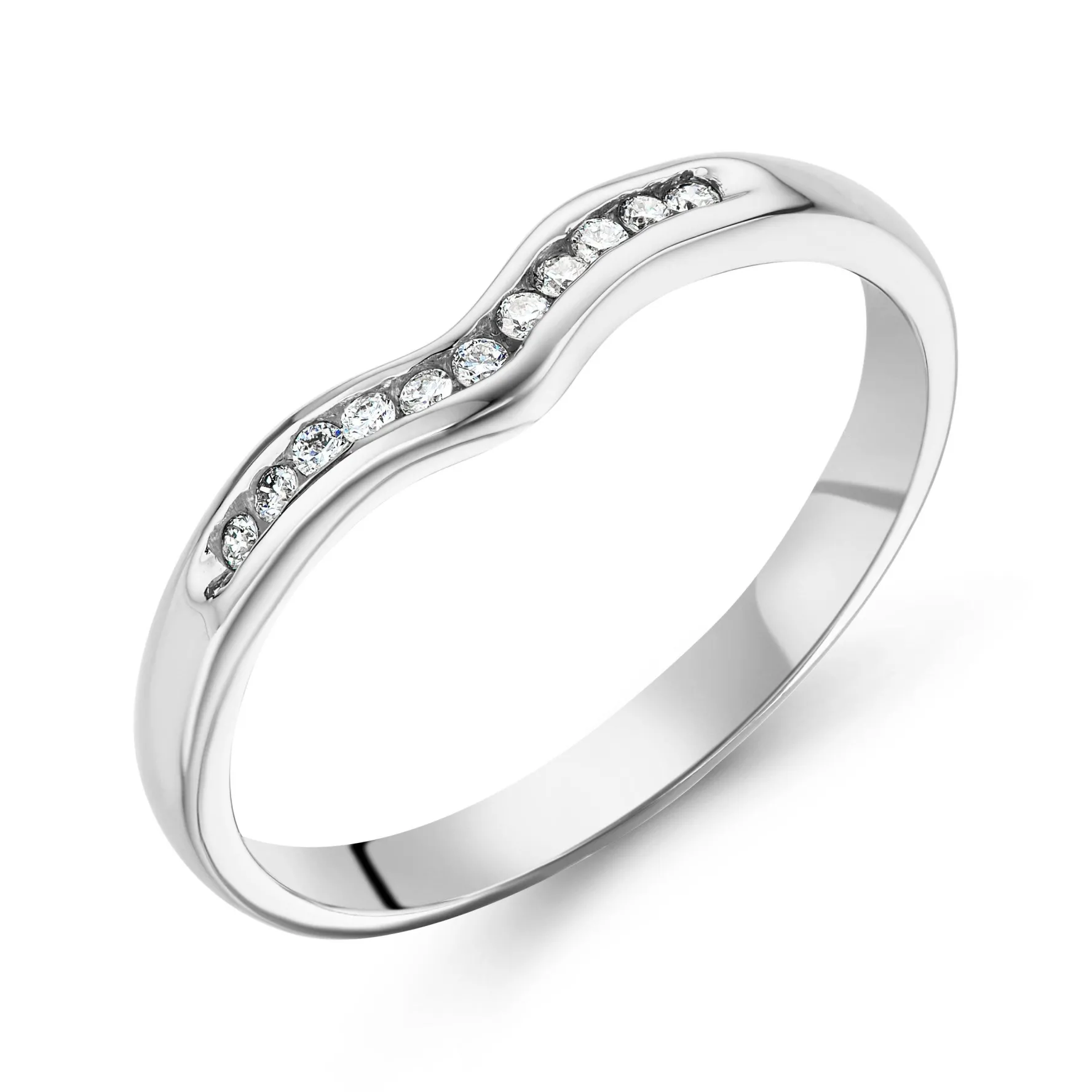 Beaverbrooks 9ct White Gold Diamond 2mm Wedding Ring