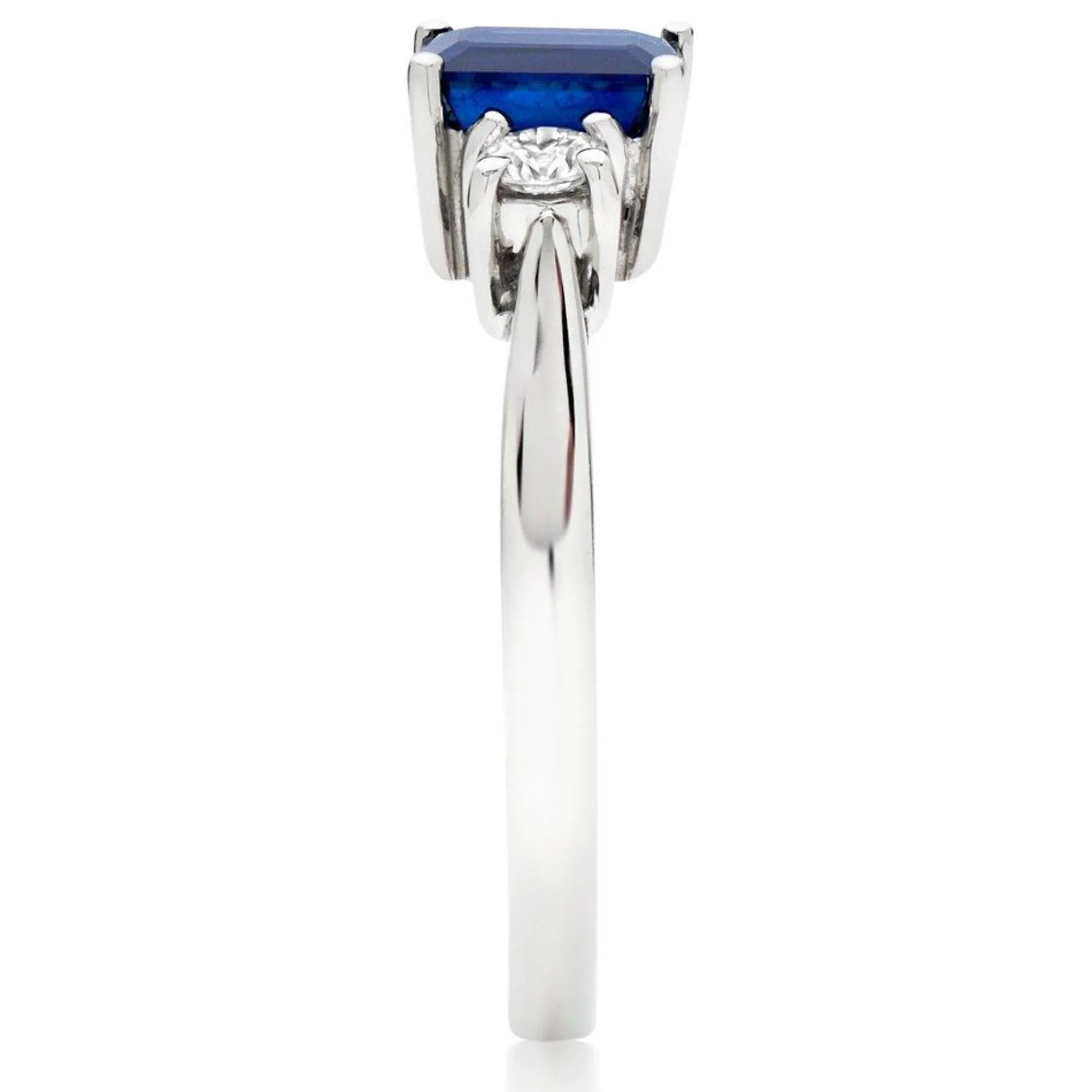 Beaverbrooks 18ct White Gold Diamond Sapphire Three Stone Ring