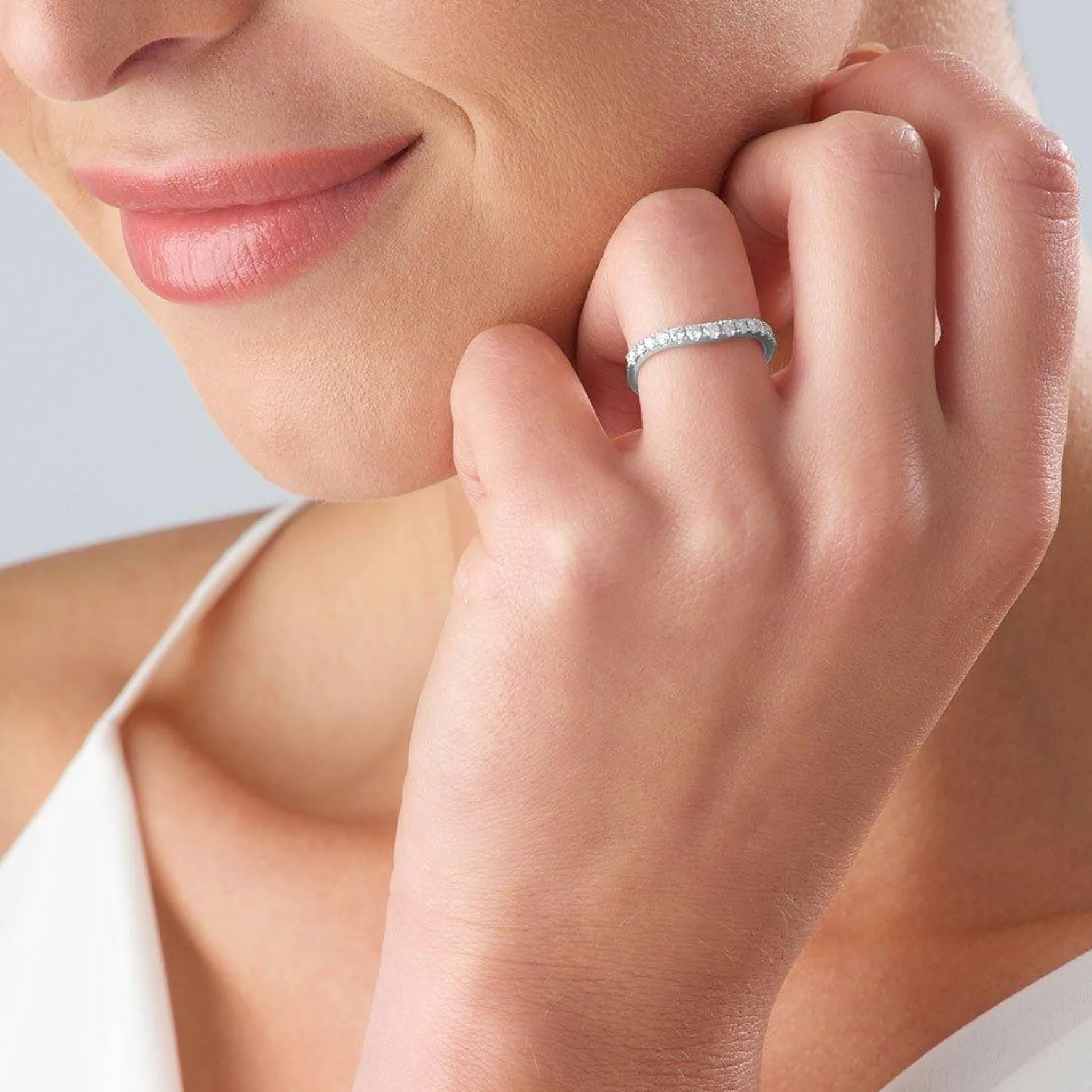 Beaverbrooks 18ct White Gold Diamond 1.5mm Half Eternity Ring