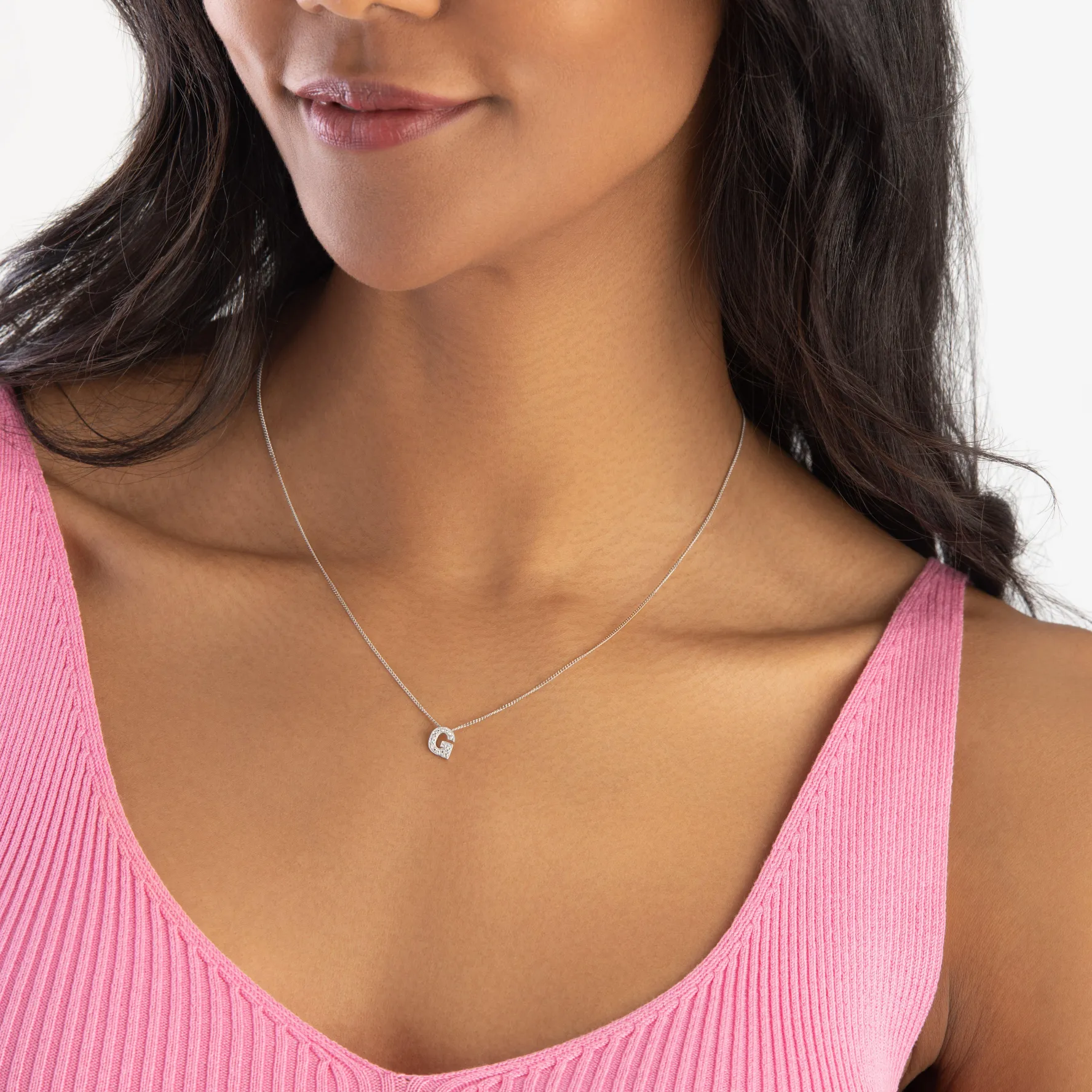 Beaverbrooks 9ct White Gold Diamond Initial G Pendant