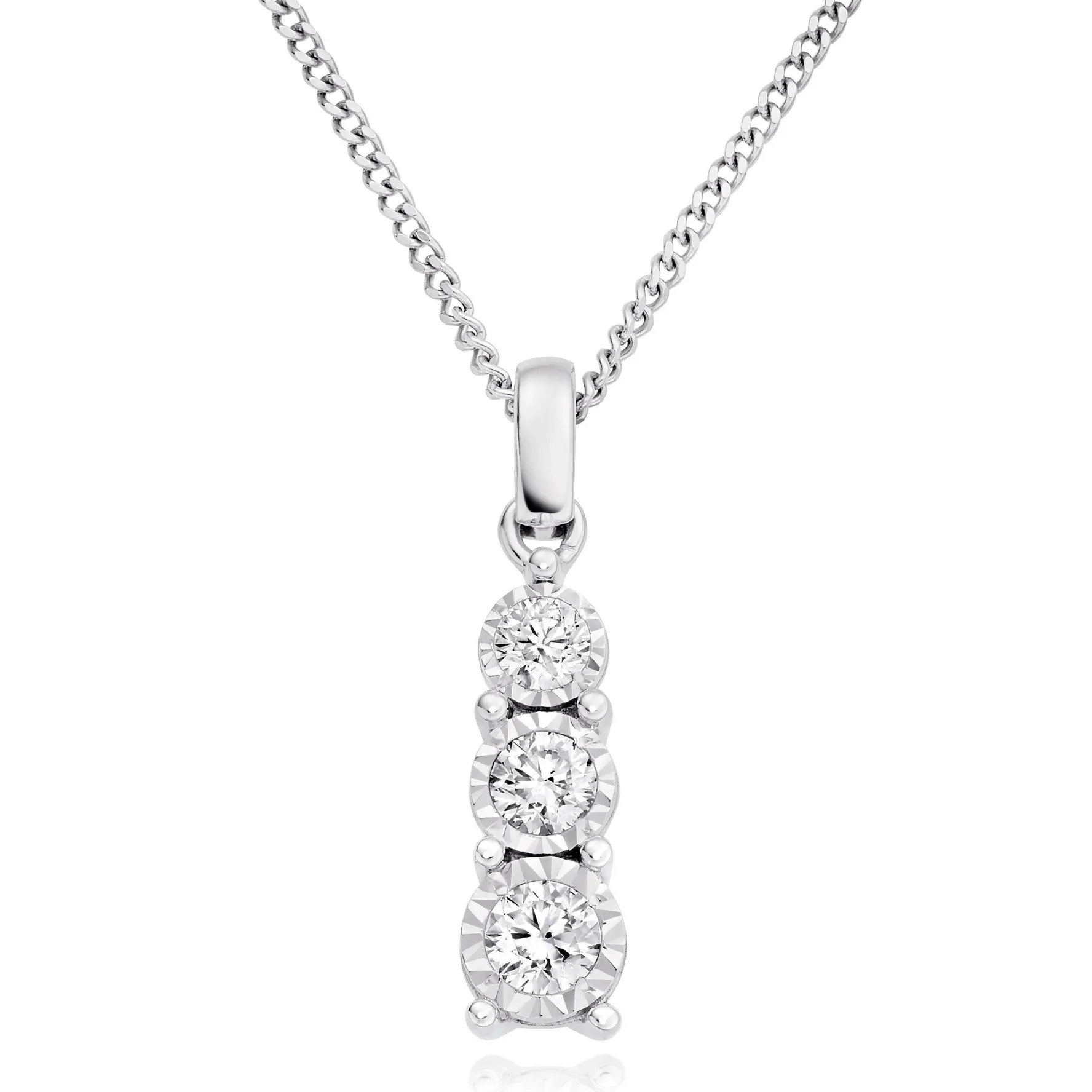 Beaverbrooks 9ct White Gold Diamond Illusion Pendant