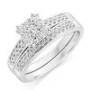 Beaverbrooks 18ct White Gold Diamond Cluster Ring Bridal Set