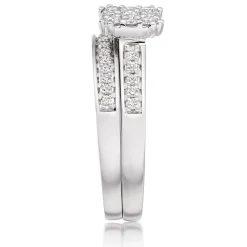 Beaverbrooks 18ct White Gold Diamond Cluster Ring Bridal Set