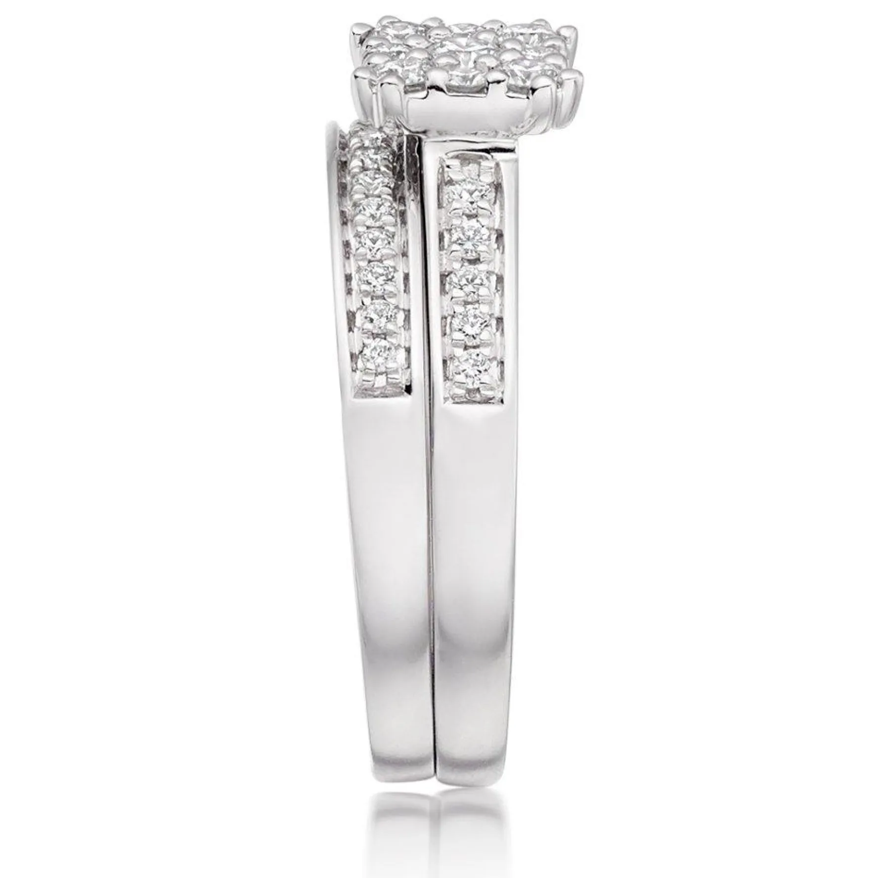 Beaverbrooks 18ct White Gold Diamond Cluster Ring Bridal Set