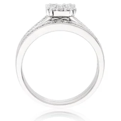 Beaverbrooks 18ct White Gold Diamond Cluster Ring Bridal Set