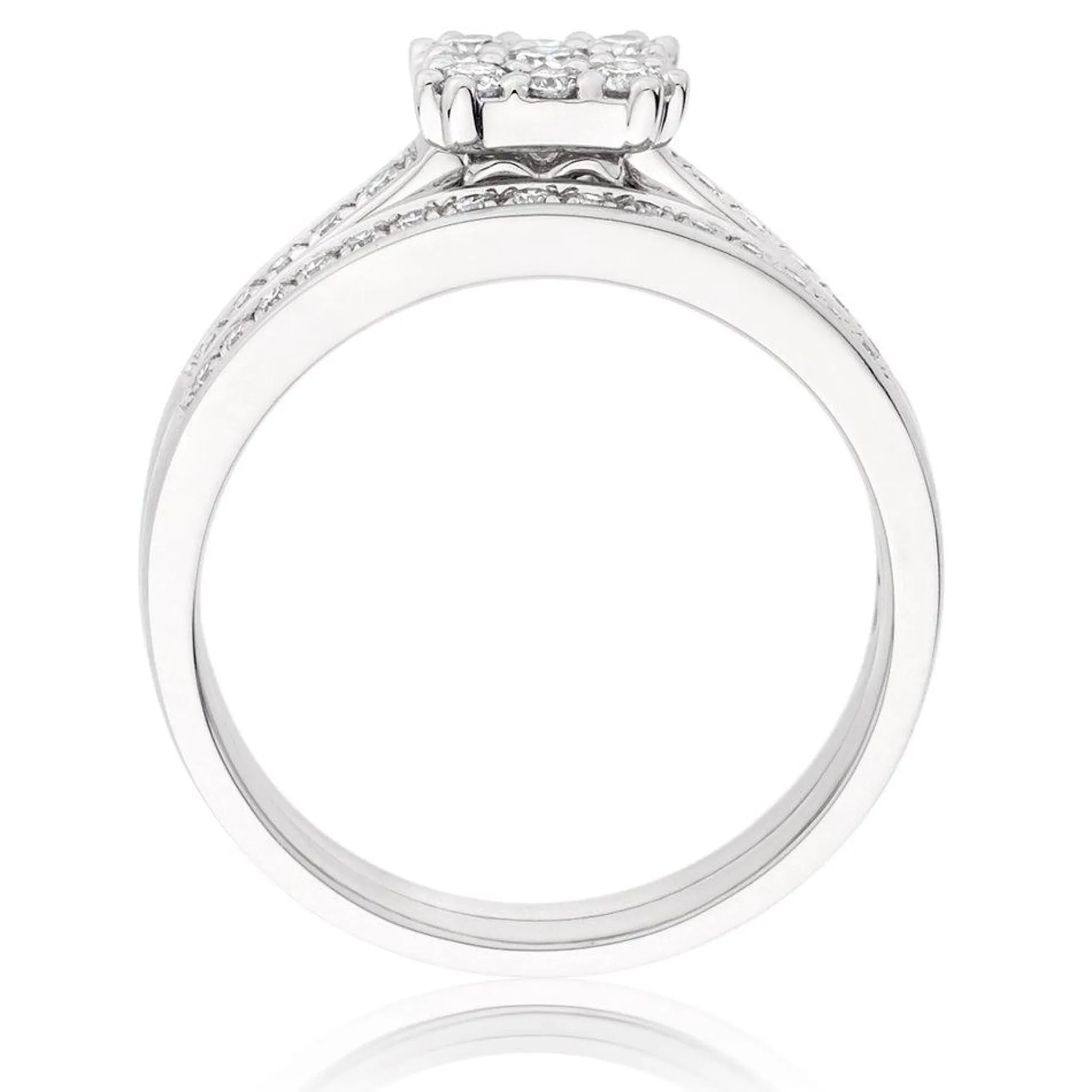 Beaverbrooks 18ct White Gold Diamond Cluster Ring Bridal Set