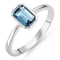Beaverbrooks 9ct White Gold Blue Topaz Ring
