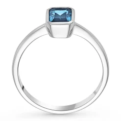 Beaverbrooks 9ct White Gold Blue Topaz Ring