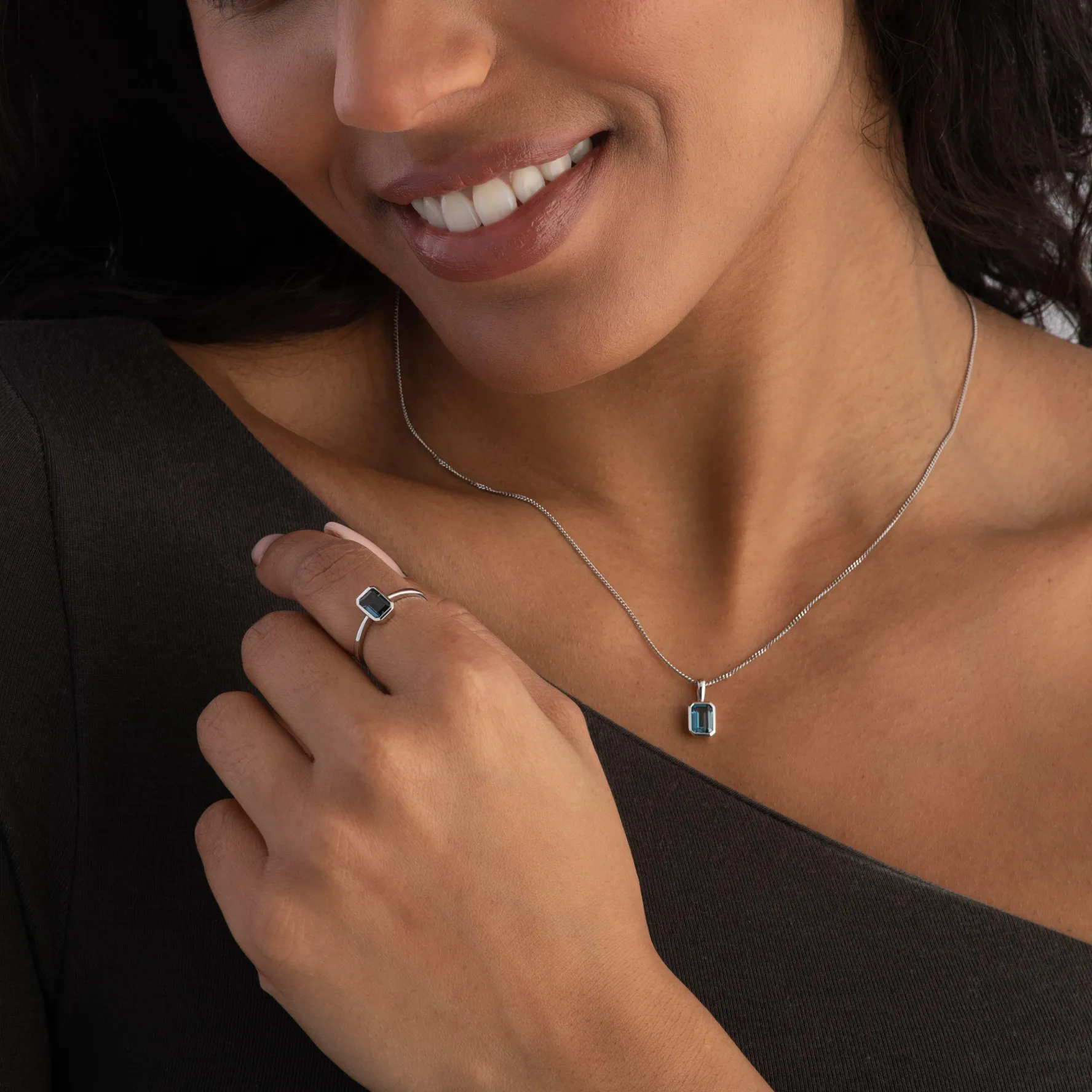 Beaverbrooks 9ct White Gold Blue Topaz Ring