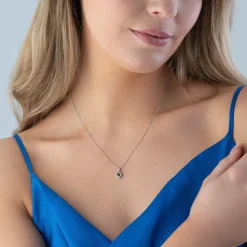 Beaverbrooks 9ct White Gold Diamond Sapphire Pendant