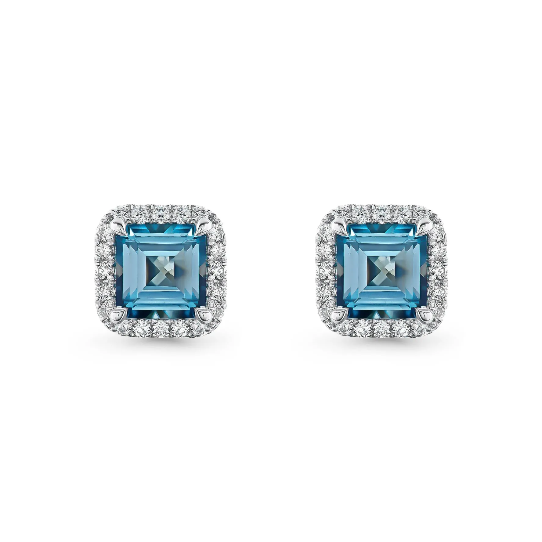 Beaverbrooks 9ct White Gold Diamond Blue Topaz Stud Earrings