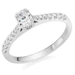 Beaverbrooks 18ct White Gold Diamond Oval Cut Ring