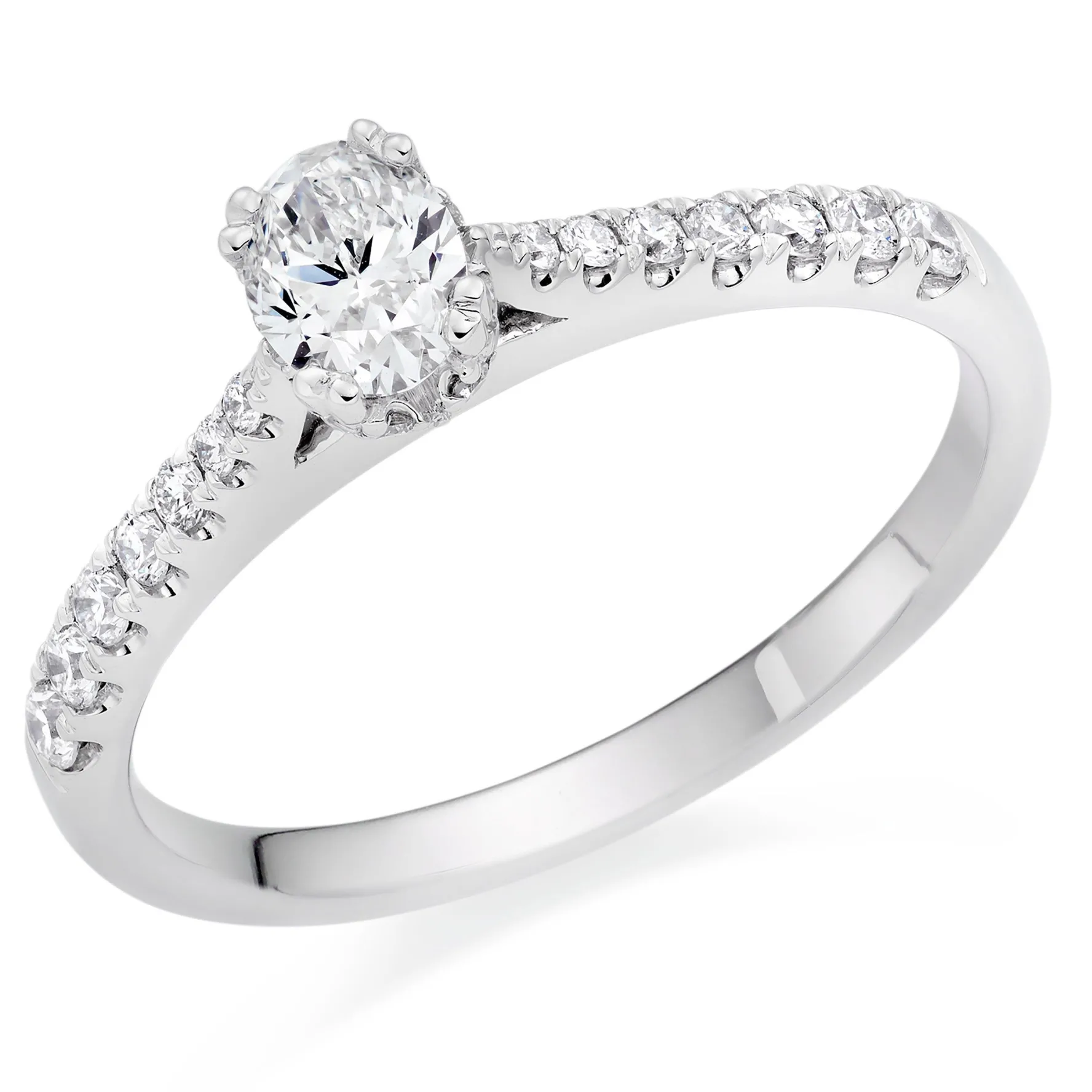 Beaverbrooks 18ct White Gold Diamond Oval Cut Ring