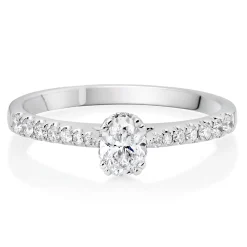 Beaverbrooks 18ct White Gold Diamond Oval Cut Ring