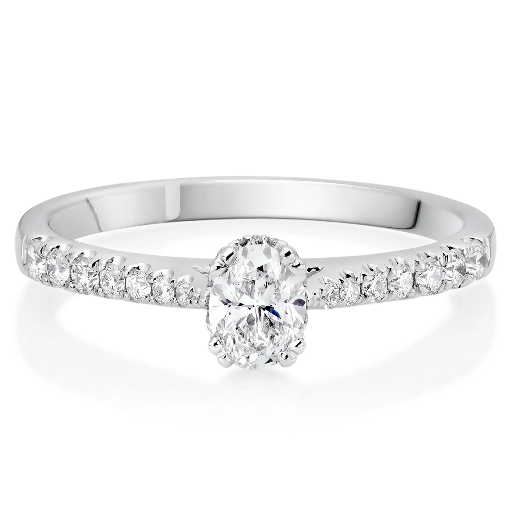 Beaverbrooks 18ct White Gold Diamond Oval Cut Ring