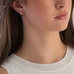 Beaverbrooks 9ct White Gold Diamond Sapphire Drop Earrings