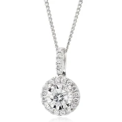 Beaverbrooks 18ct White Gold Diamond Cluster Pendant