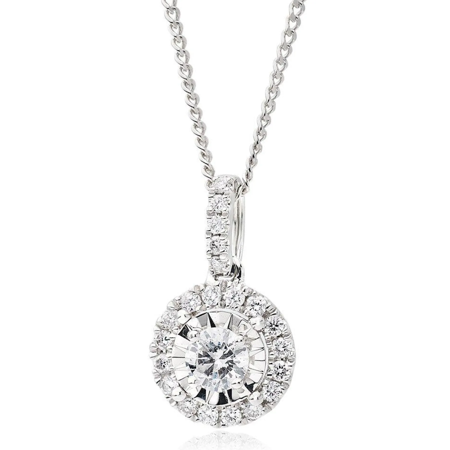Beaverbrooks 18ct White Gold Diamond Cluster Pendant
