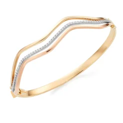 Beaverbrooks 9ct White Gold, Rose Gold and Yellow Gold Cubic Zirconia Bangle