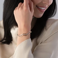 Beaverbrooks 9ct White Gold, Rose Gold and Yellow Gold Cubic Zirconia Bangle