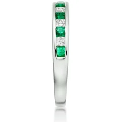 Beaverbrooks 18ct White Gold Diamond 3mm Emerald Princess Cut Half Eternity Ring