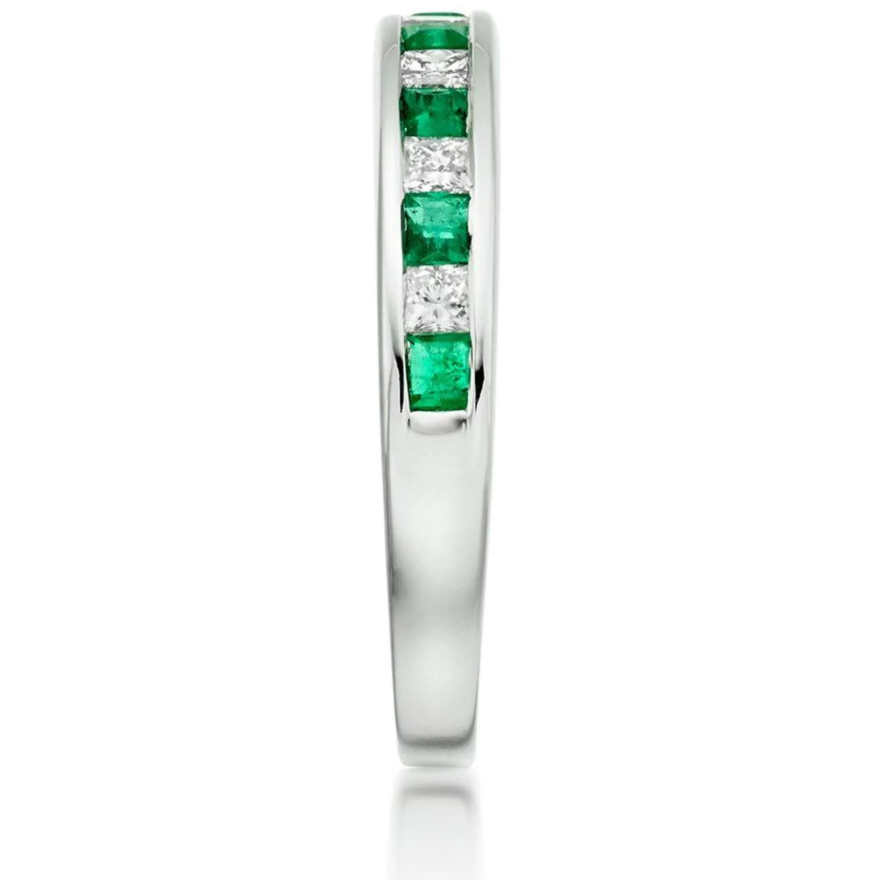 Beaverbrooks 18ct White Gold Diamond 3mm Emerald Princess Cut Half Eternity Ring