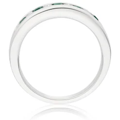 Beaverbrooks 18ct White Gold Diamond 3mm Emerald Princess Cut Half Eternity Ring