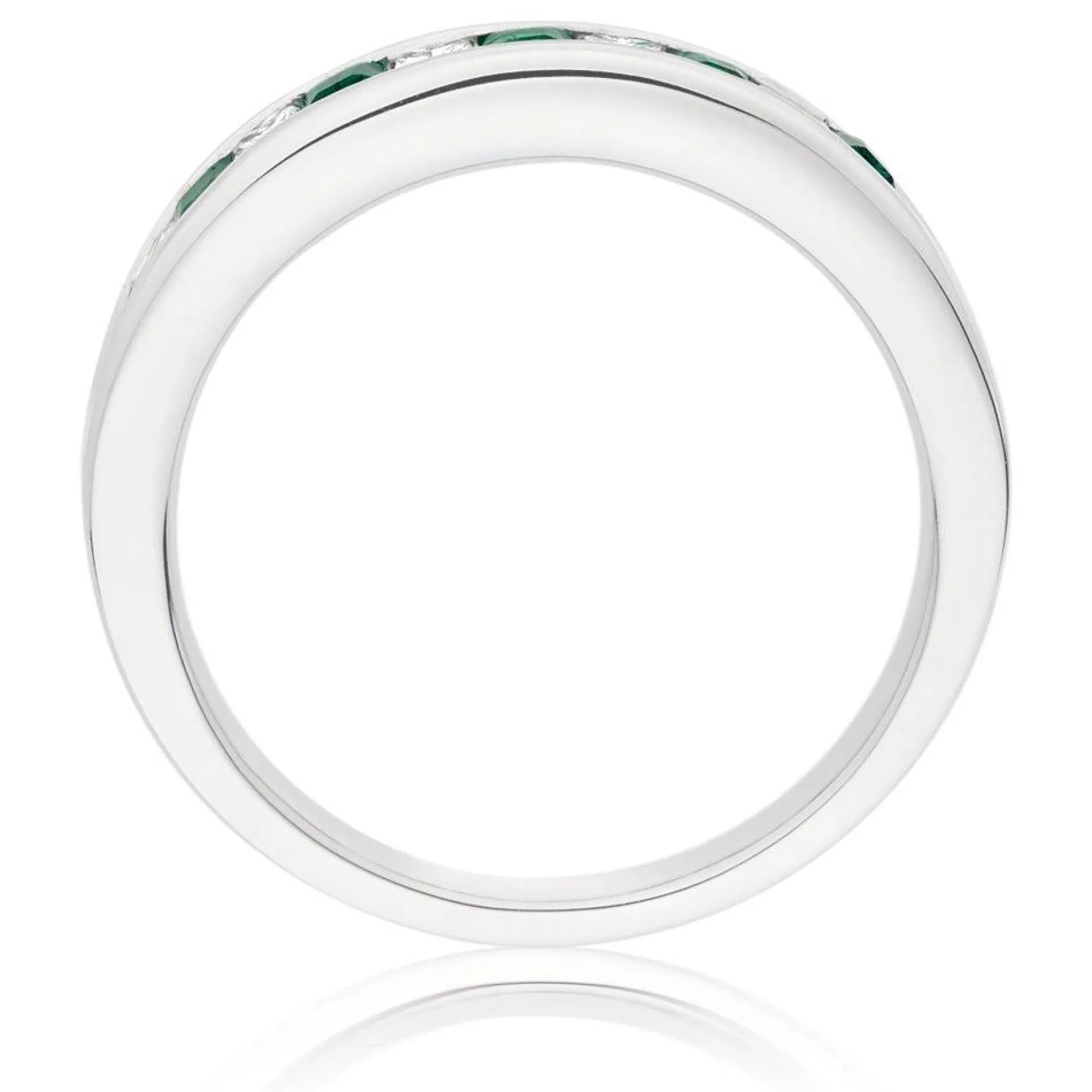 Beaverbrooks 18ct White Gold Diamond 3mm Emerald Princess Cut Half Eternity Ring