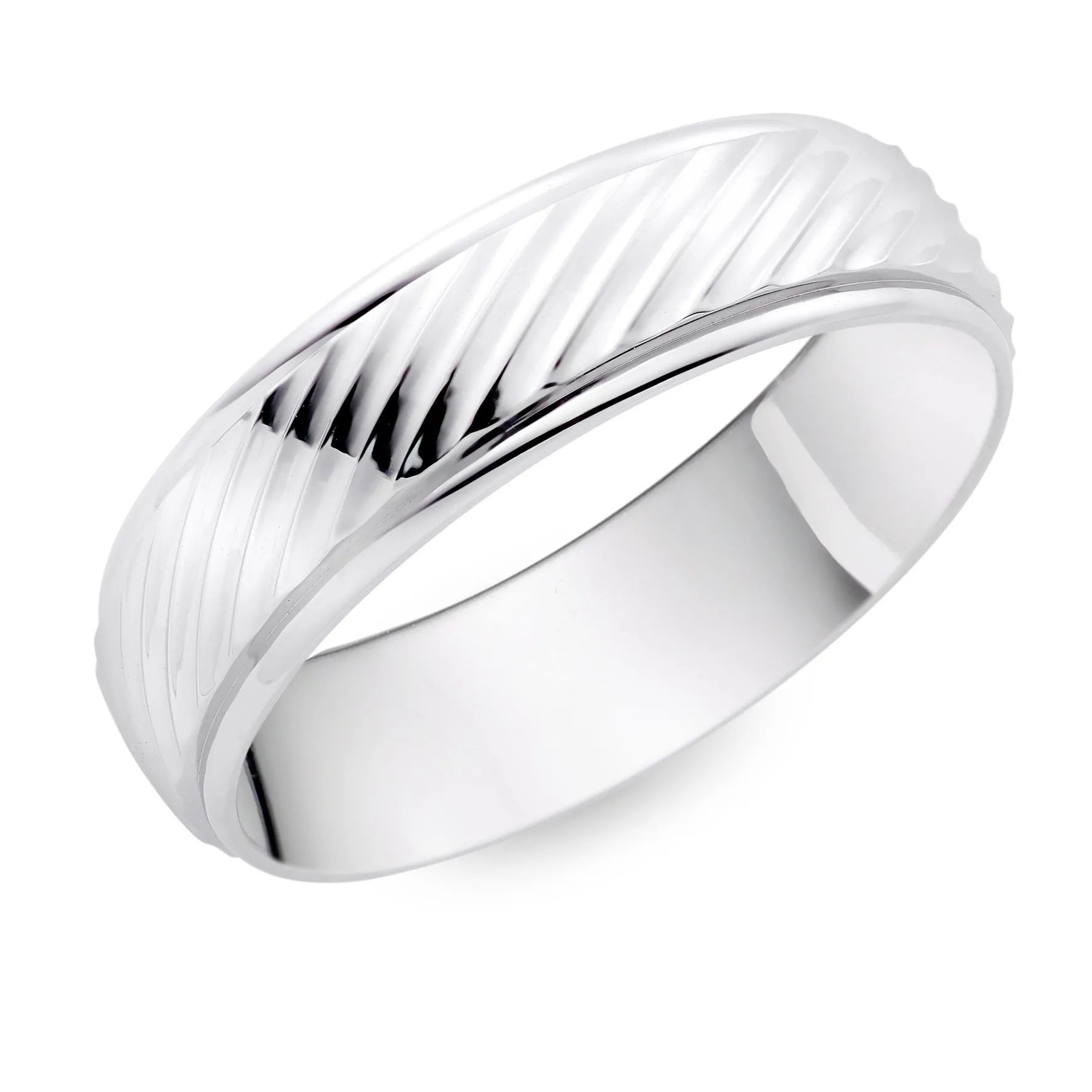 Beaverbrooks 9ct White Gold 6mm Men’s Wedding Ring