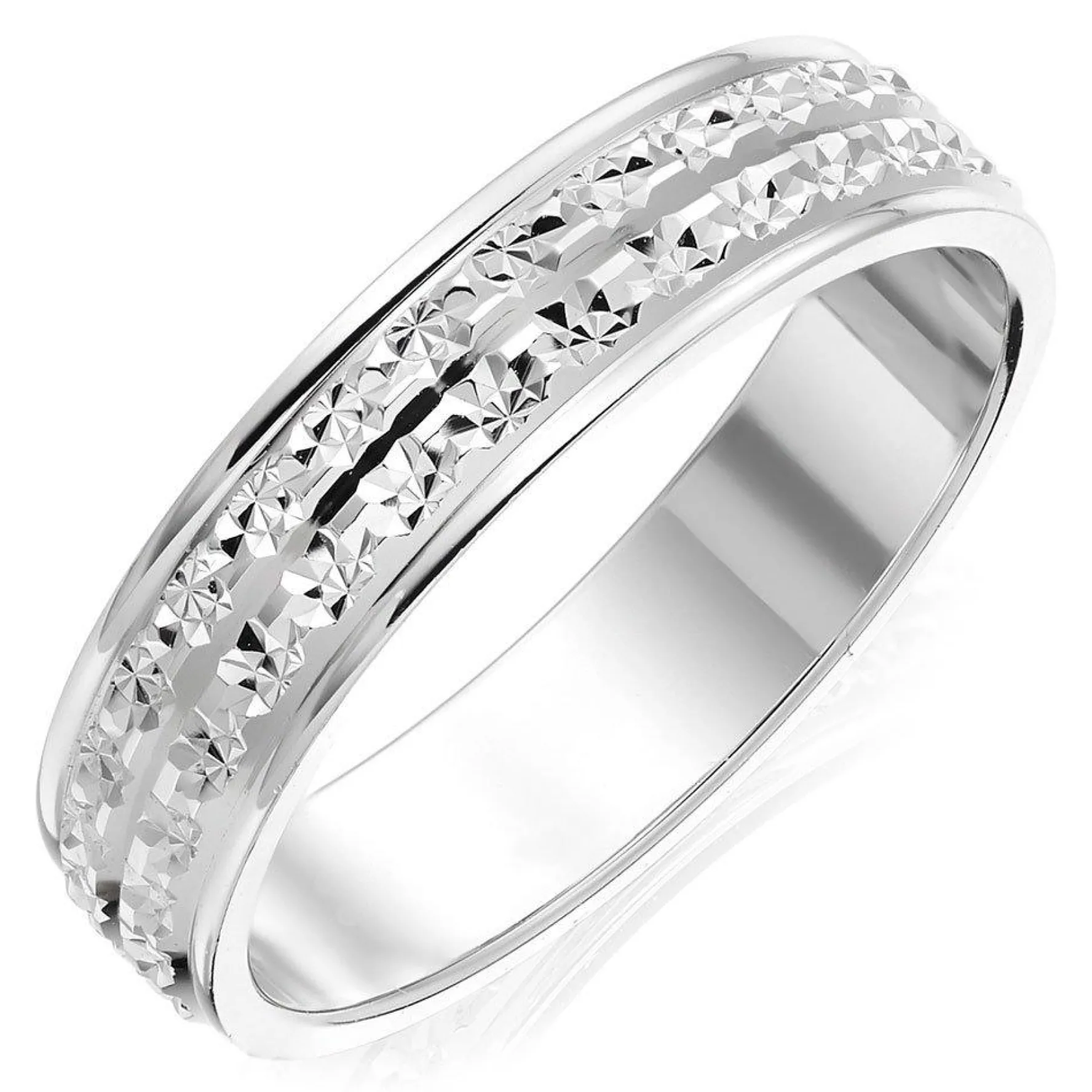 Beaverbrooks 9ct White Gold 4.5mm Sparkle Cut Ladies Wedding Ring