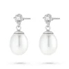 Beaverbrooks 9ct White Gold Cubic Zirconia Freshwater Cultured Pearl Drop Earrings